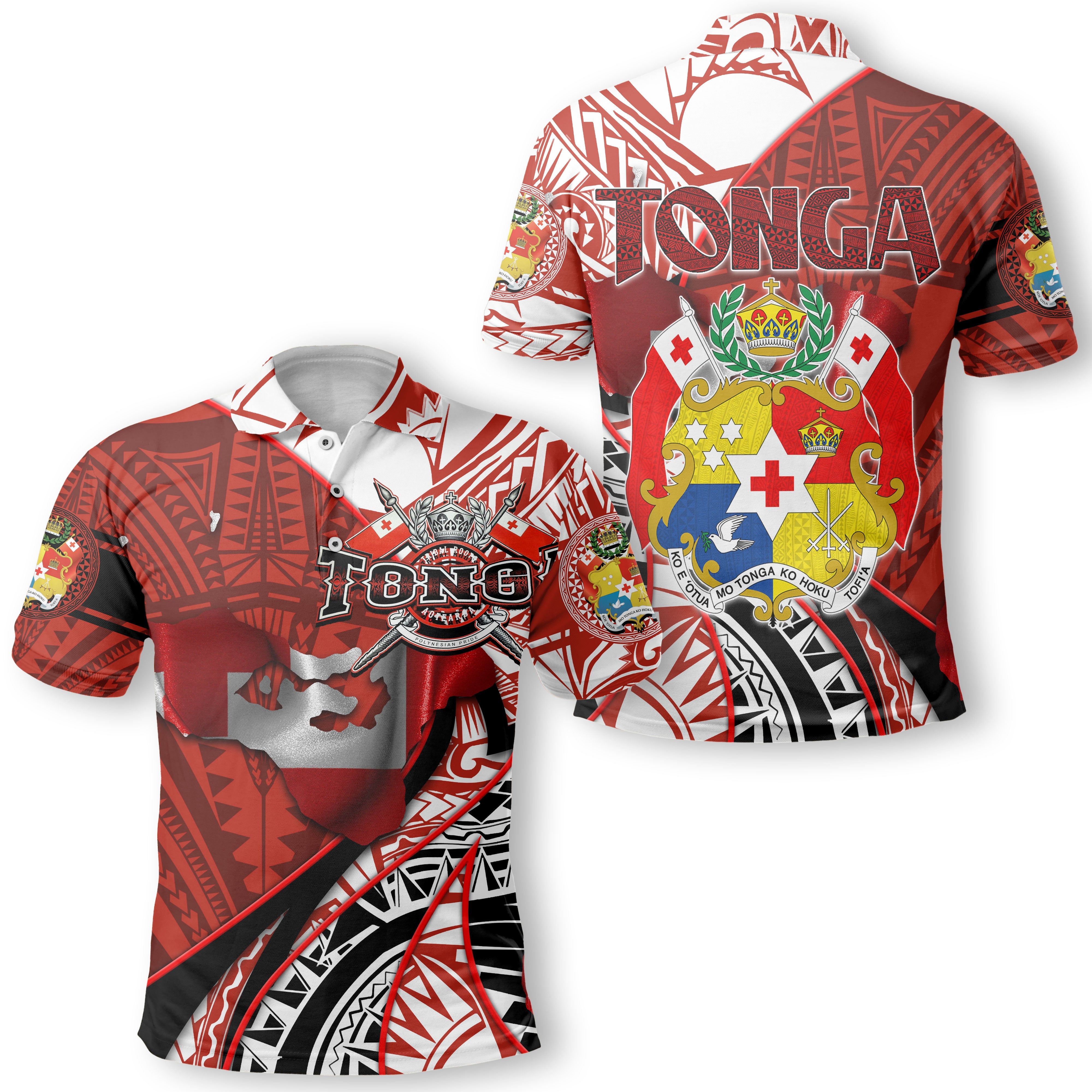 Tonga In My Heart Royal Coat Of Arms Hawaiian Dress & Polo Matching Couple