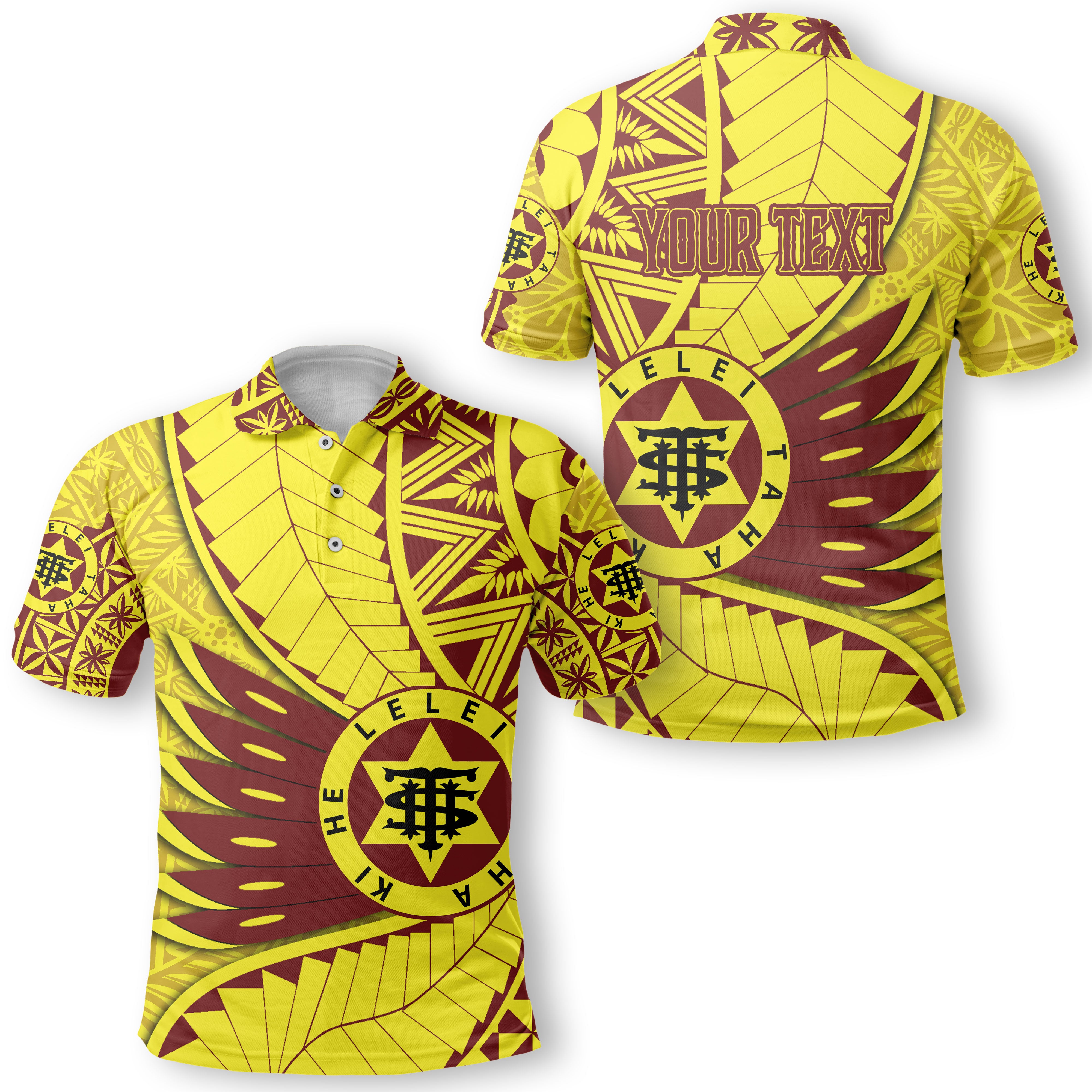 Custom Tonga High School Hawaiian Dress & Polo Matching Couple Tonga Golden Style