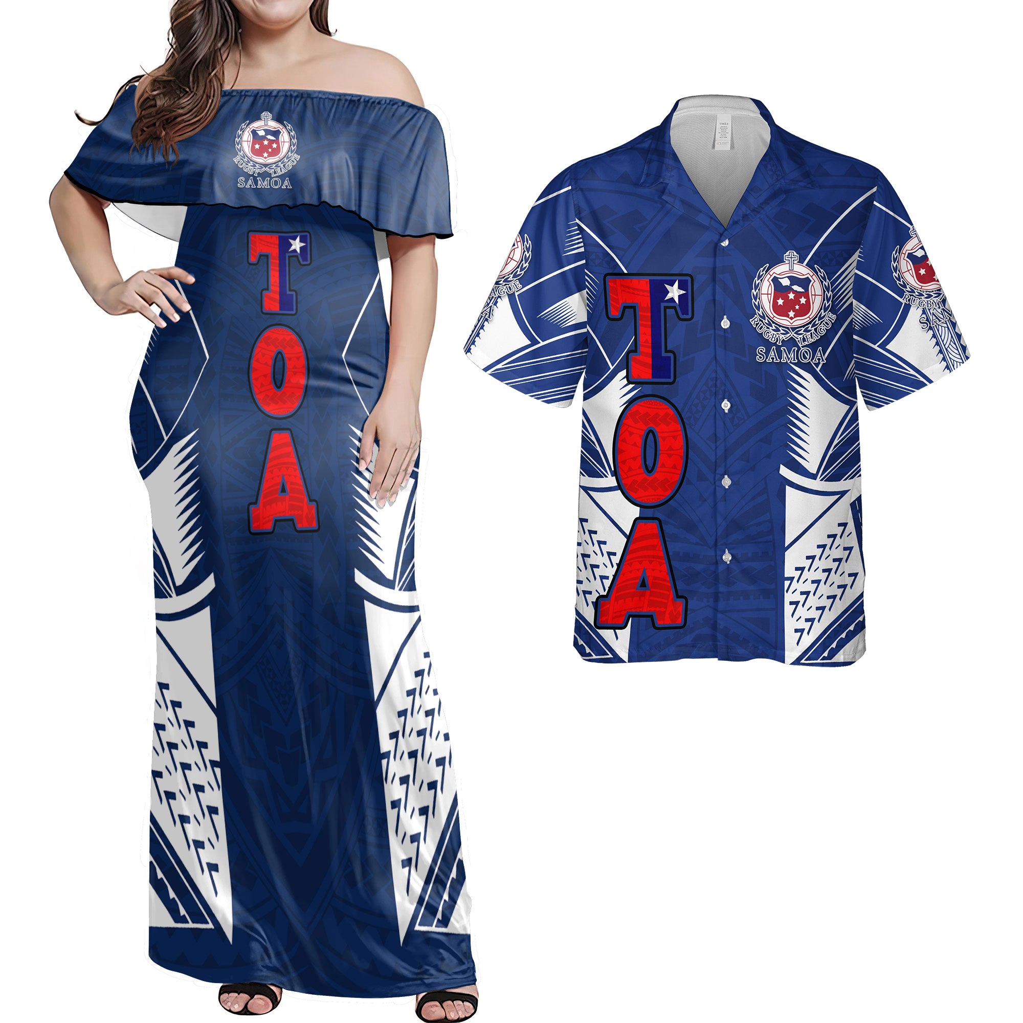 Custom TOA Samoa Rugby Hawaiian Dress & Shirt Matching Couple