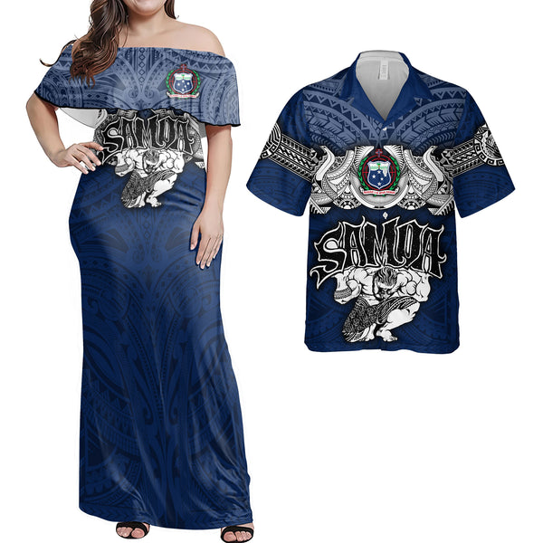 Custom Samoa Warrior Hawaiian Dress & Shirt Matching Couple
