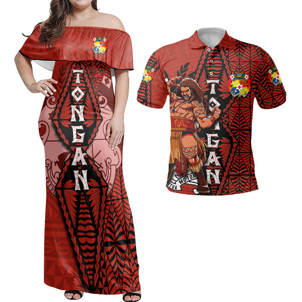 Custom Tonga The Tonga Terror Hawaiian Dress & Polo Matching Couple