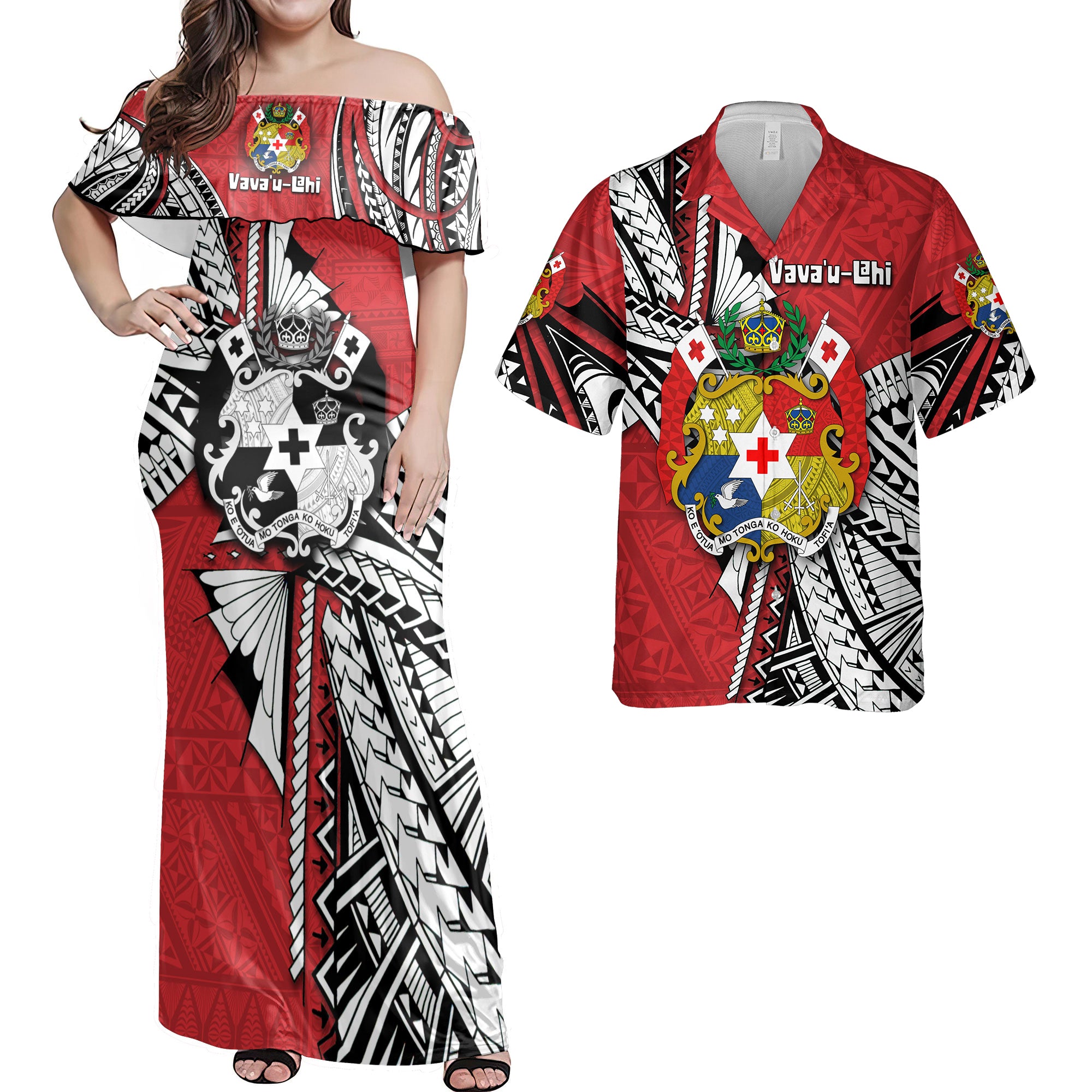 Custom Tonga Vava'u Lahi Coat Of Arms Hawaiian Dress & Shirt Matching Couple