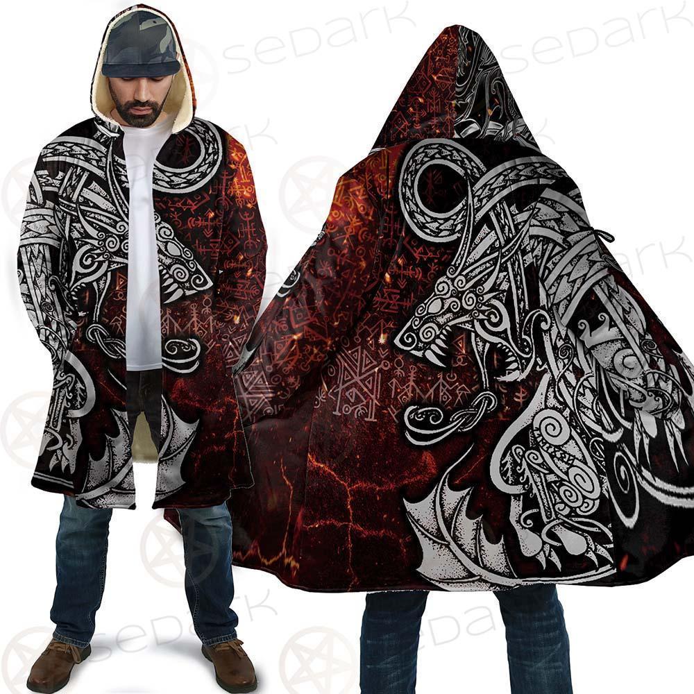 Viking Hooded Coat Dragon Fleece Hoodie Coat Hooded Coat