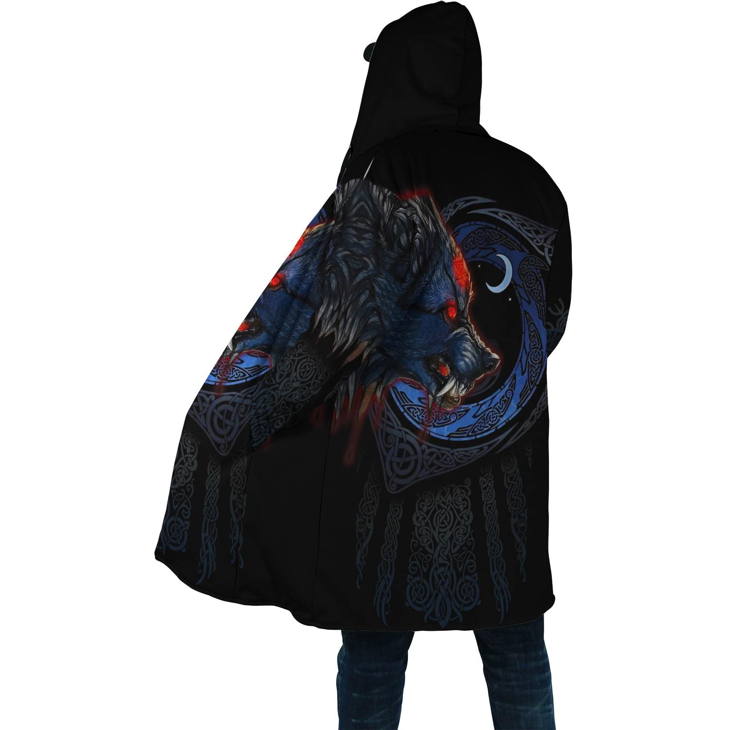 Viking Hooded Coat Fenrir Viking Wolf 3D