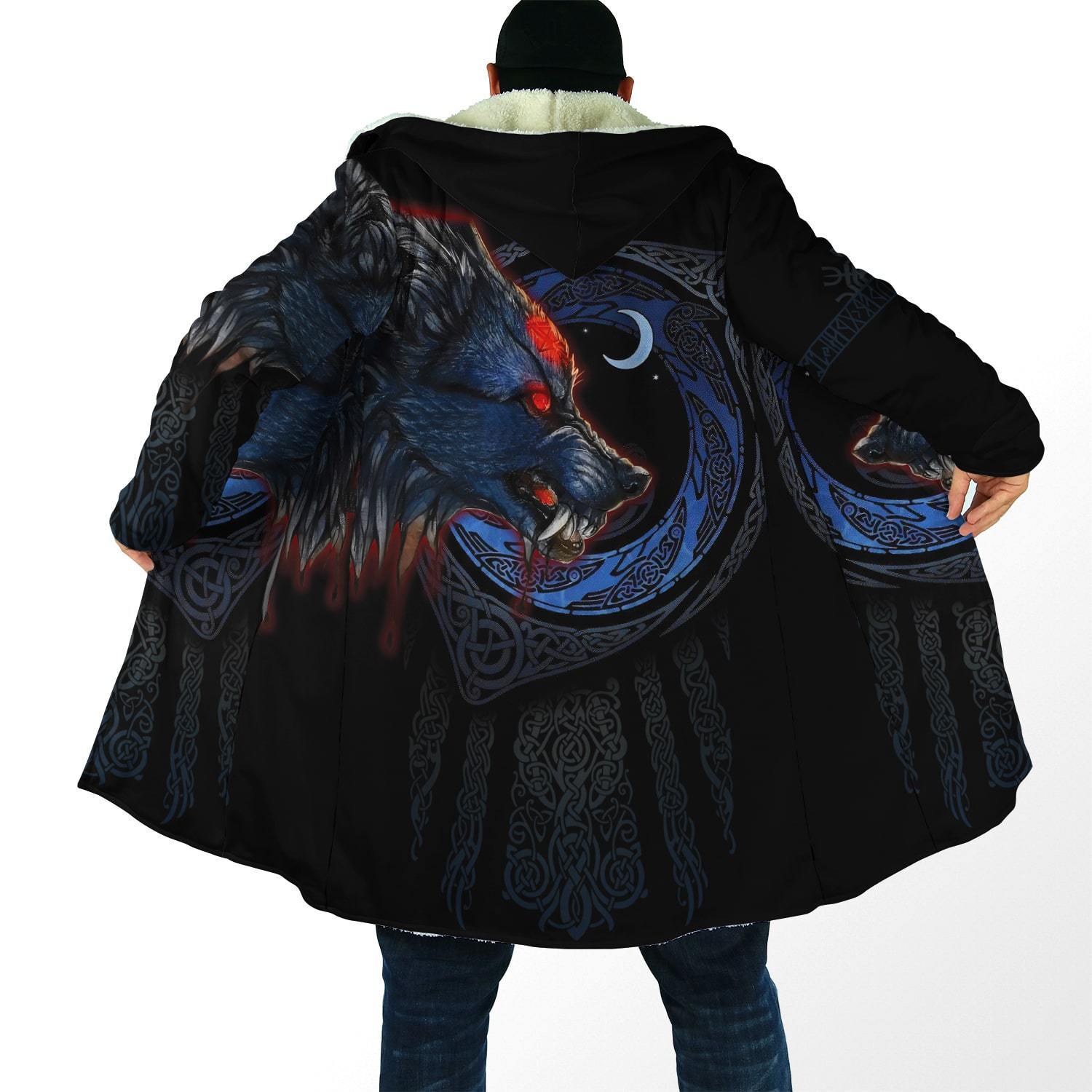 Viking Hooded Coat Fenrir Viking Wolf 3D