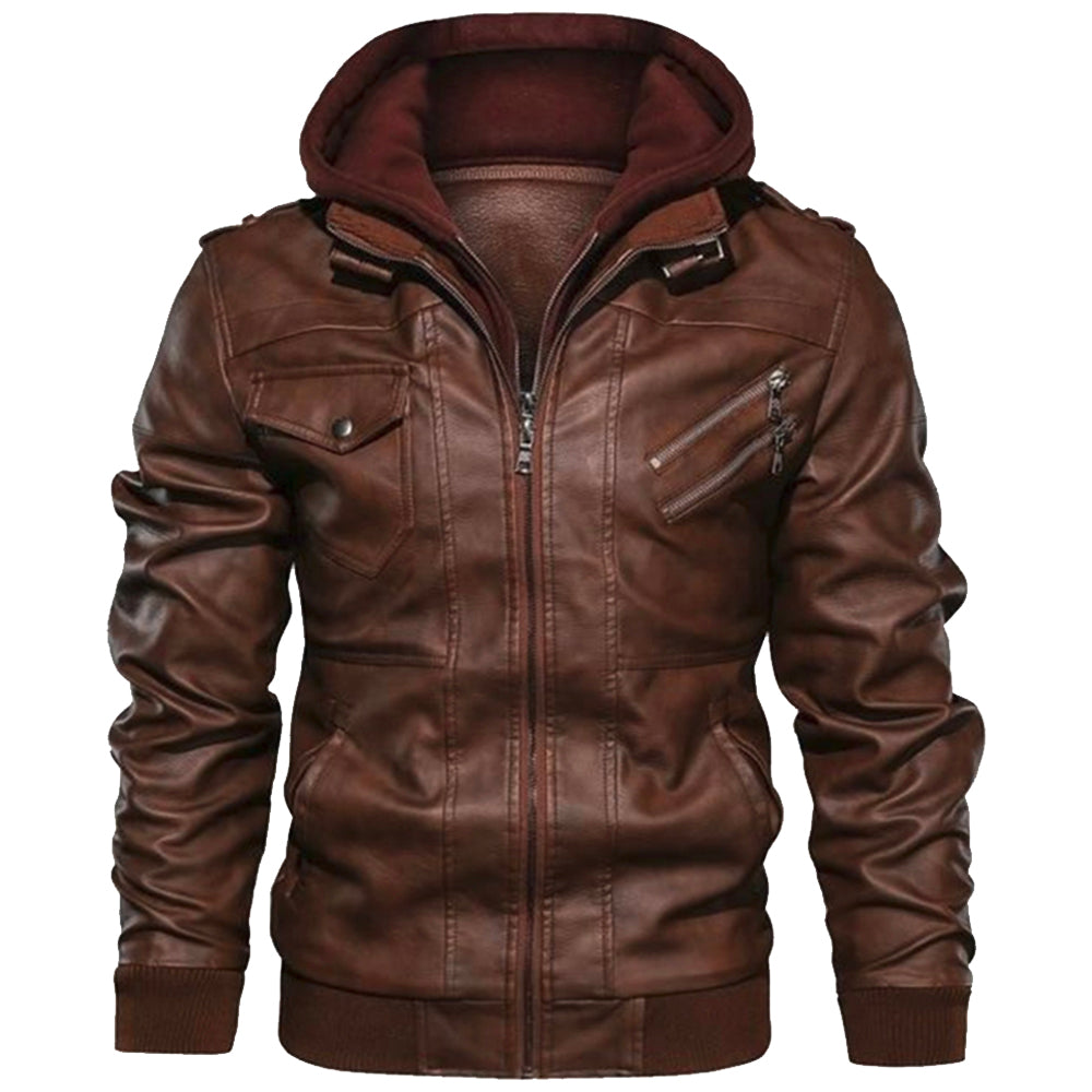 Viking Valknut Zipper Leather Jacket Thor Hammer Mjlnir