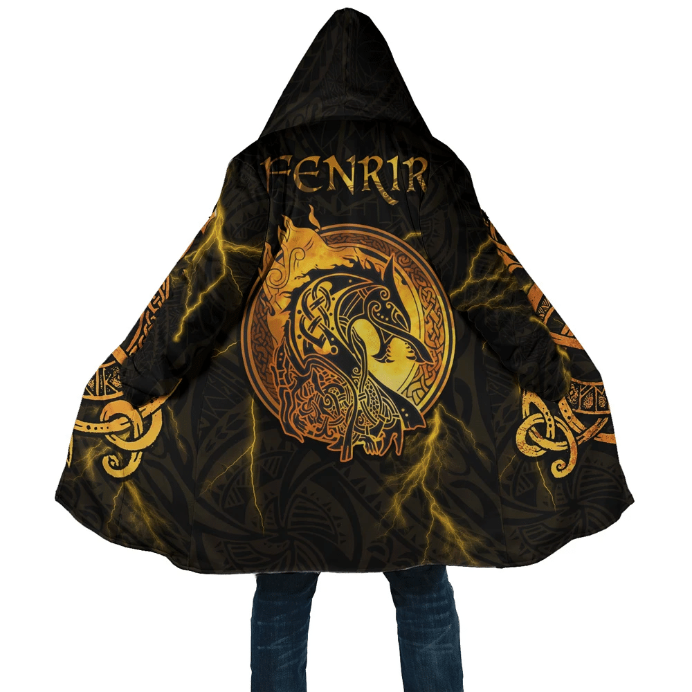 Viking Hooded Coat 3D All Over Printed Fenrir With Fire Serpents