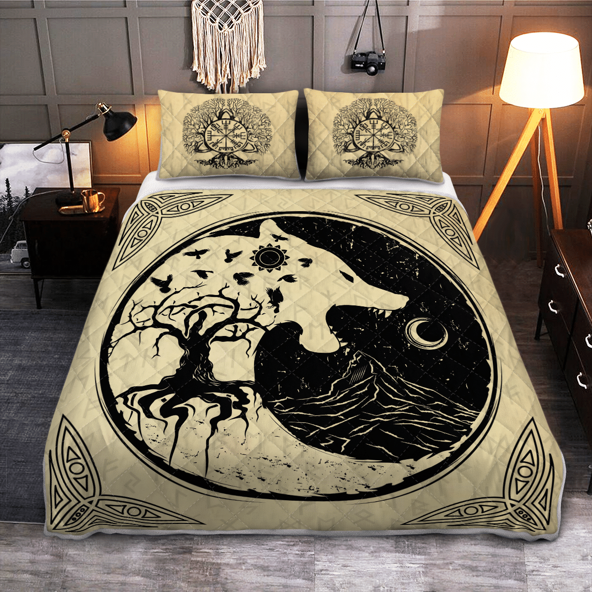 Viking Quilt Bedding Set VIKING FENRIR WOLF TREE OF LIFE