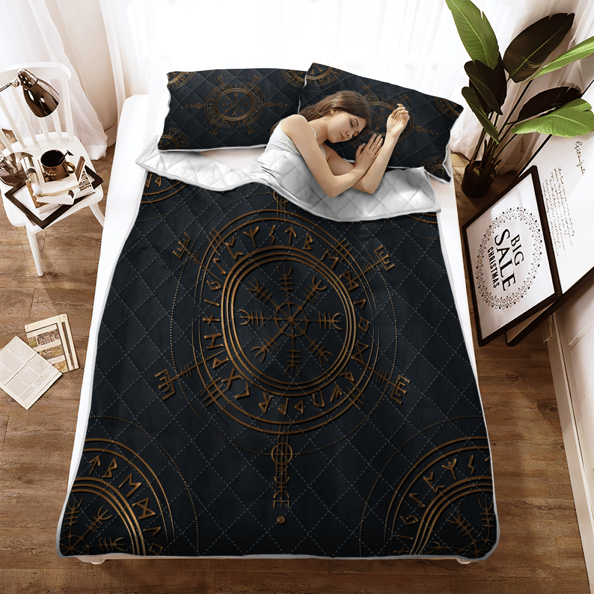 Viking Quilt Bedding Set VIKING VEGVISIR GOLD