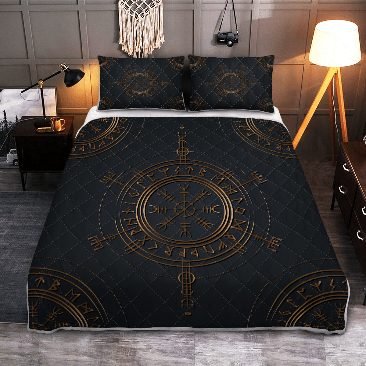 Viking Quilt Bedding Set VIKING VEGVISIR GOLD