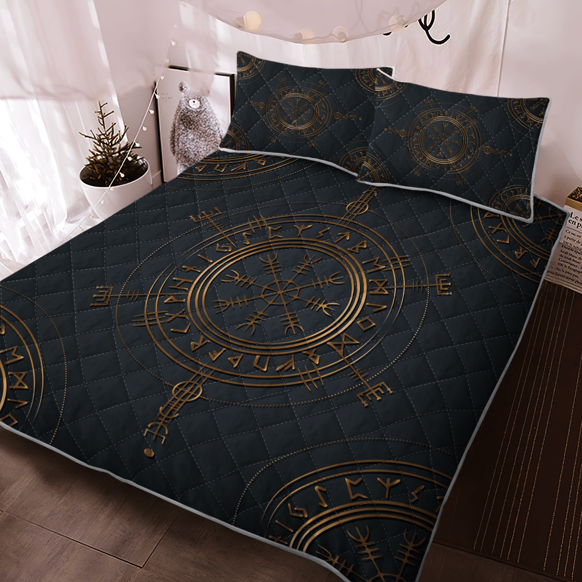 Viking Quilt Bedding Set VIKING VEGVISIR GOLD