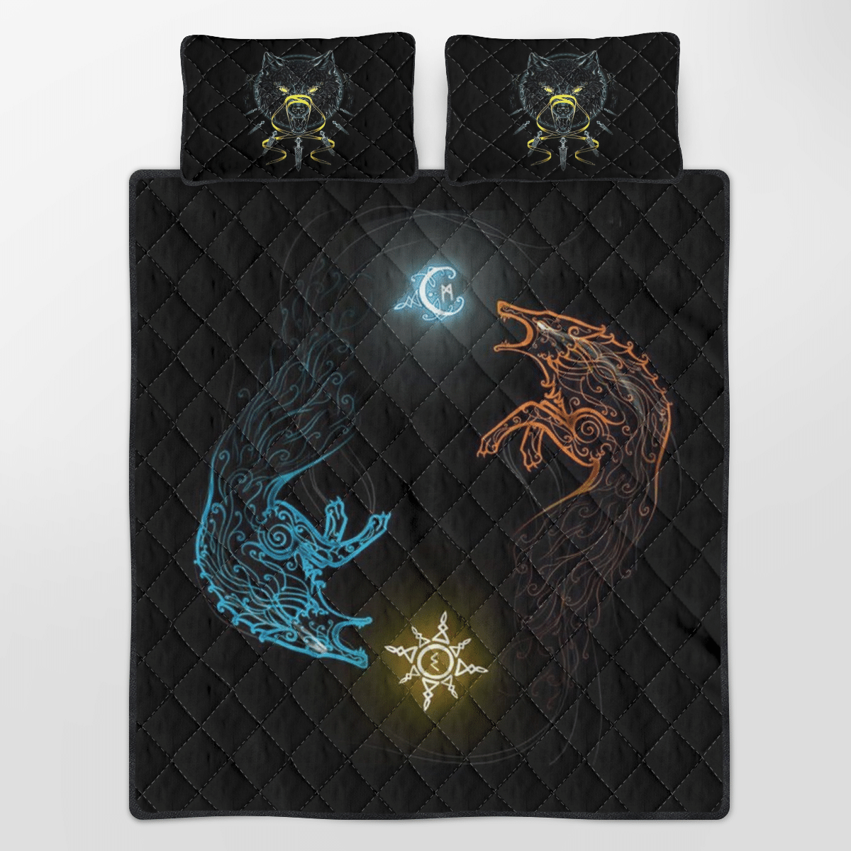 Viking Quilt Bedding Set SONS OF FENRIR HATI AND SKOLL