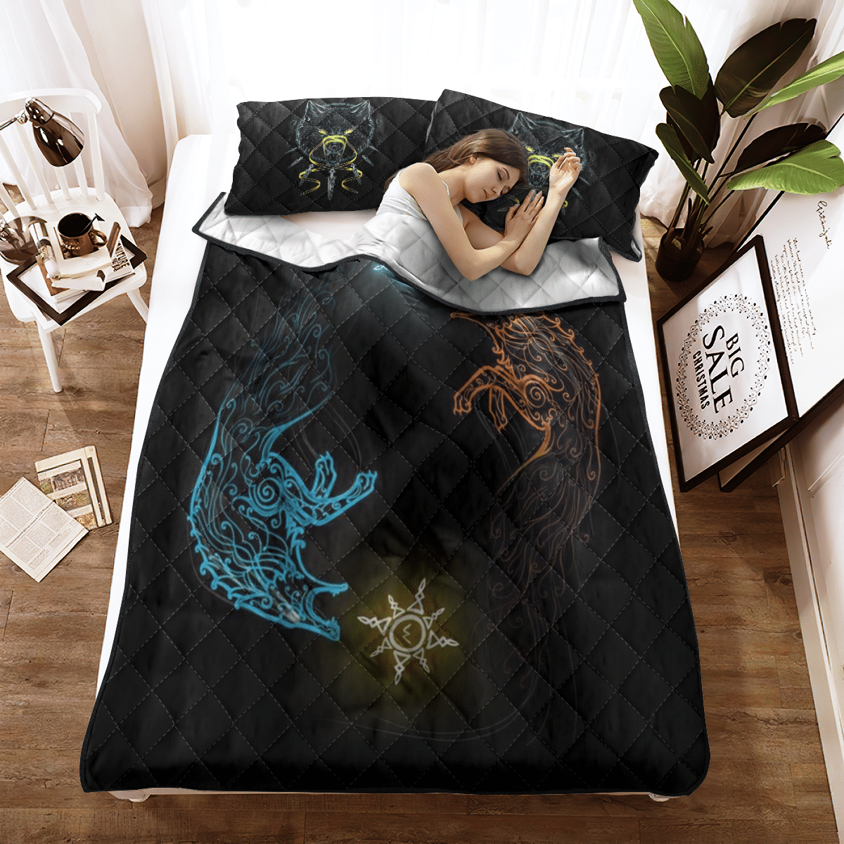 Viking Quilt Bedding Set SONS OF FENRIR HATI AND SKOLL