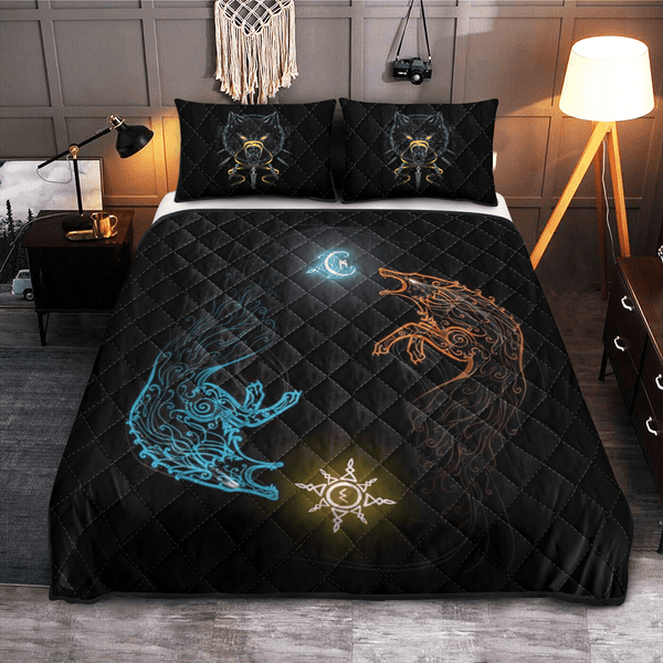 Viking Quilt Bedding Set SONS OF FENRIR HATI AND SKOLL