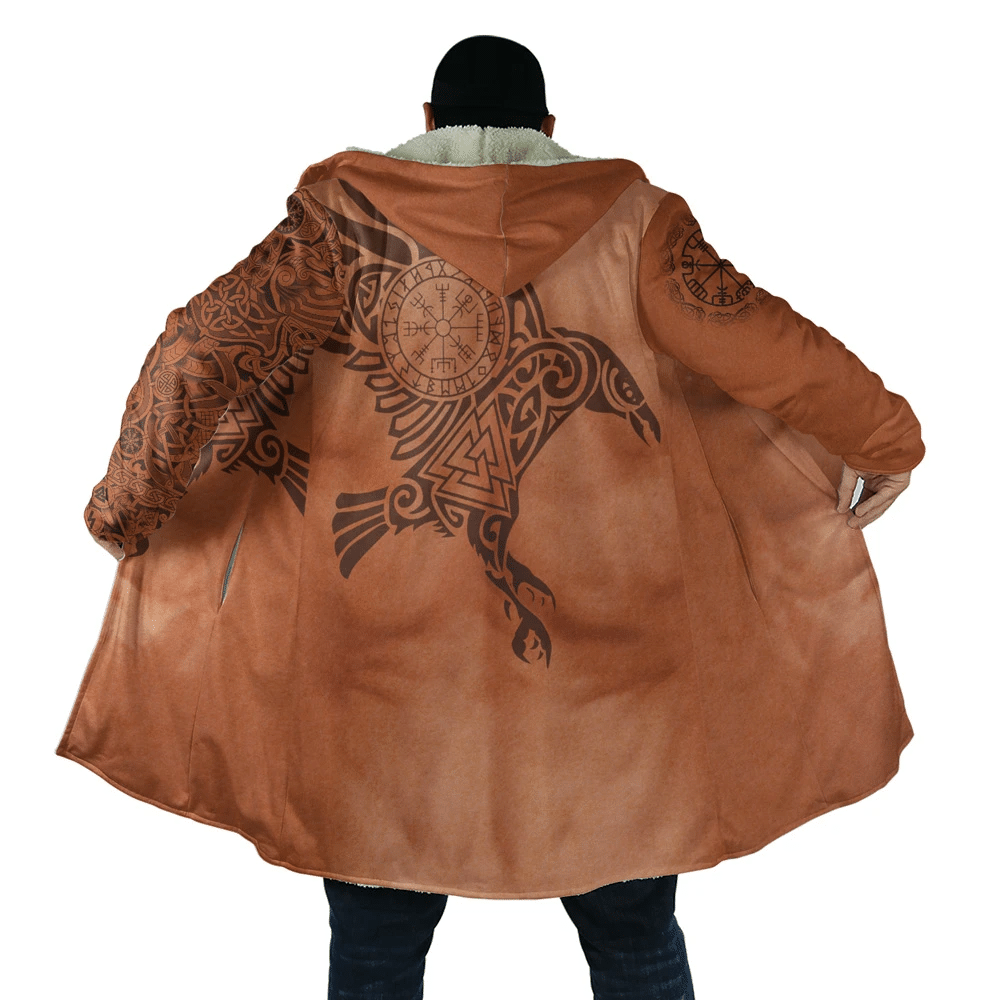 Viking Hooded Coat Viking Raven Of Odin Caramel