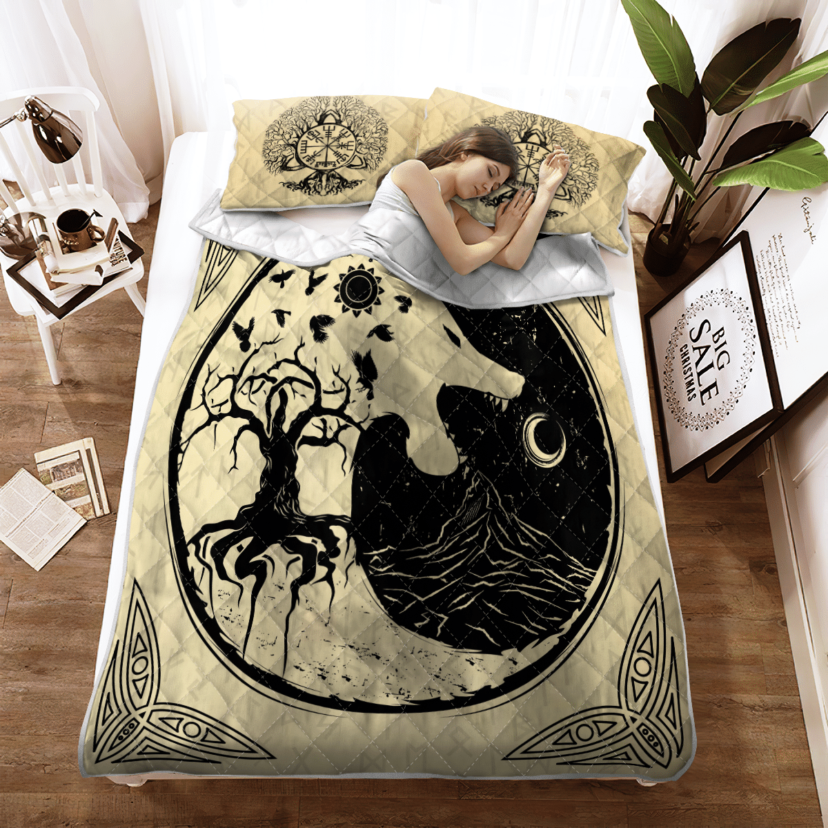 Viking Quilt Bedding Set VIKING FENRIR WOLF TREE OF LIFE