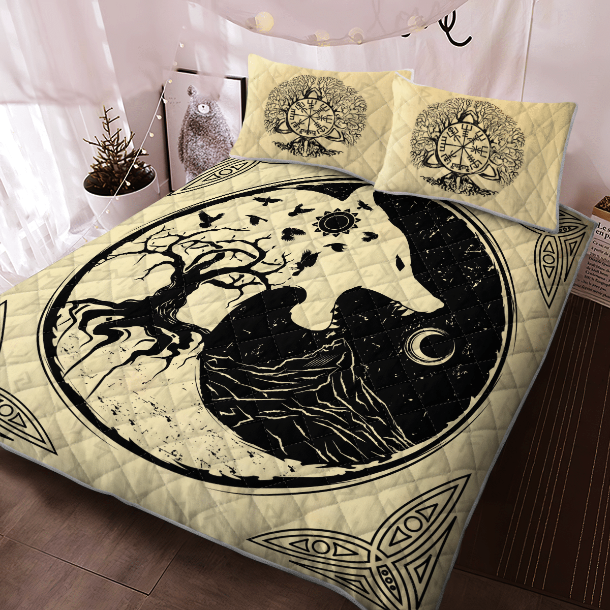 Viking Quilt Bedding Set VIKING FENRIR WOLF TREE OF LIFE