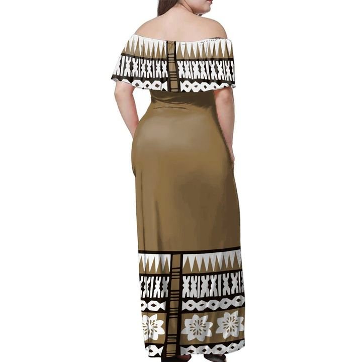 Fiji Bula Dress - Ethnic Tree Off Shoulder Long Dress