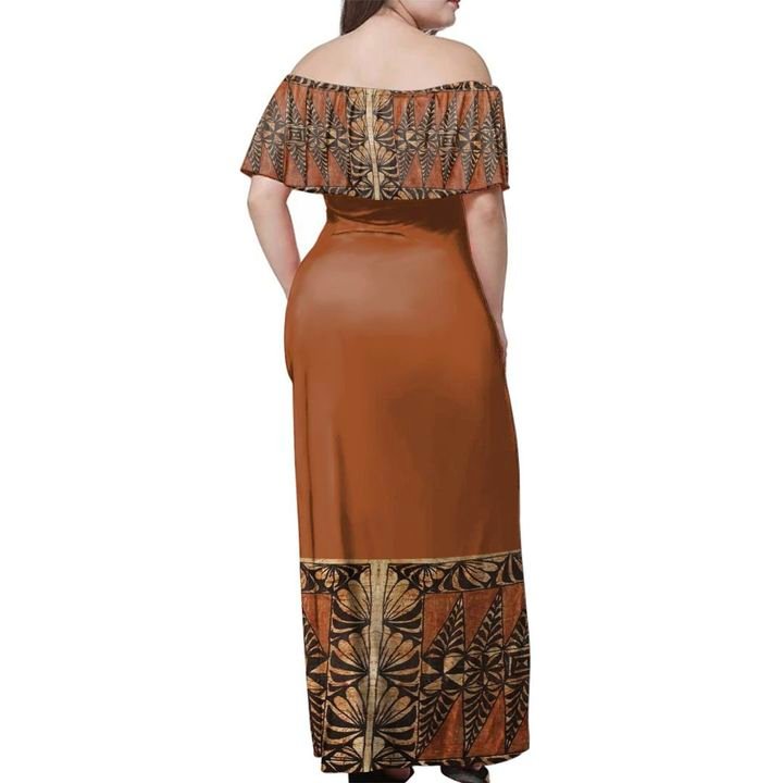 Tonga Ngatu Pattern Off Shoulder Long Dress