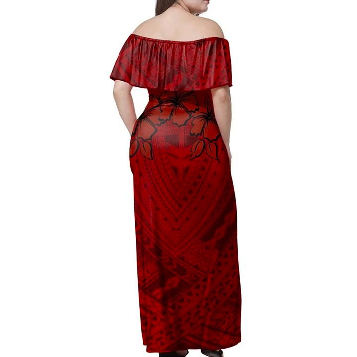 Tonga Polynesian Hibiscus Style Off Shoulder Long Dress