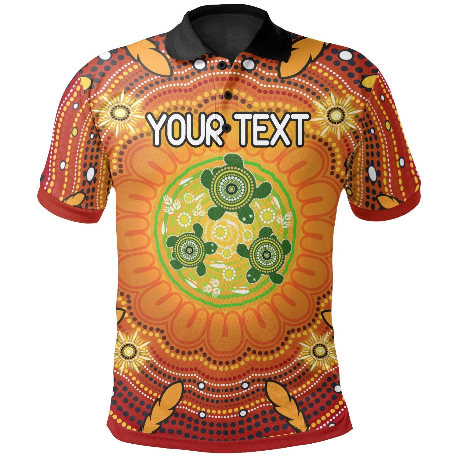 Aboriginal Polo - (Custom Text) Turtle Circle Dot Painting Art Polo Shirt