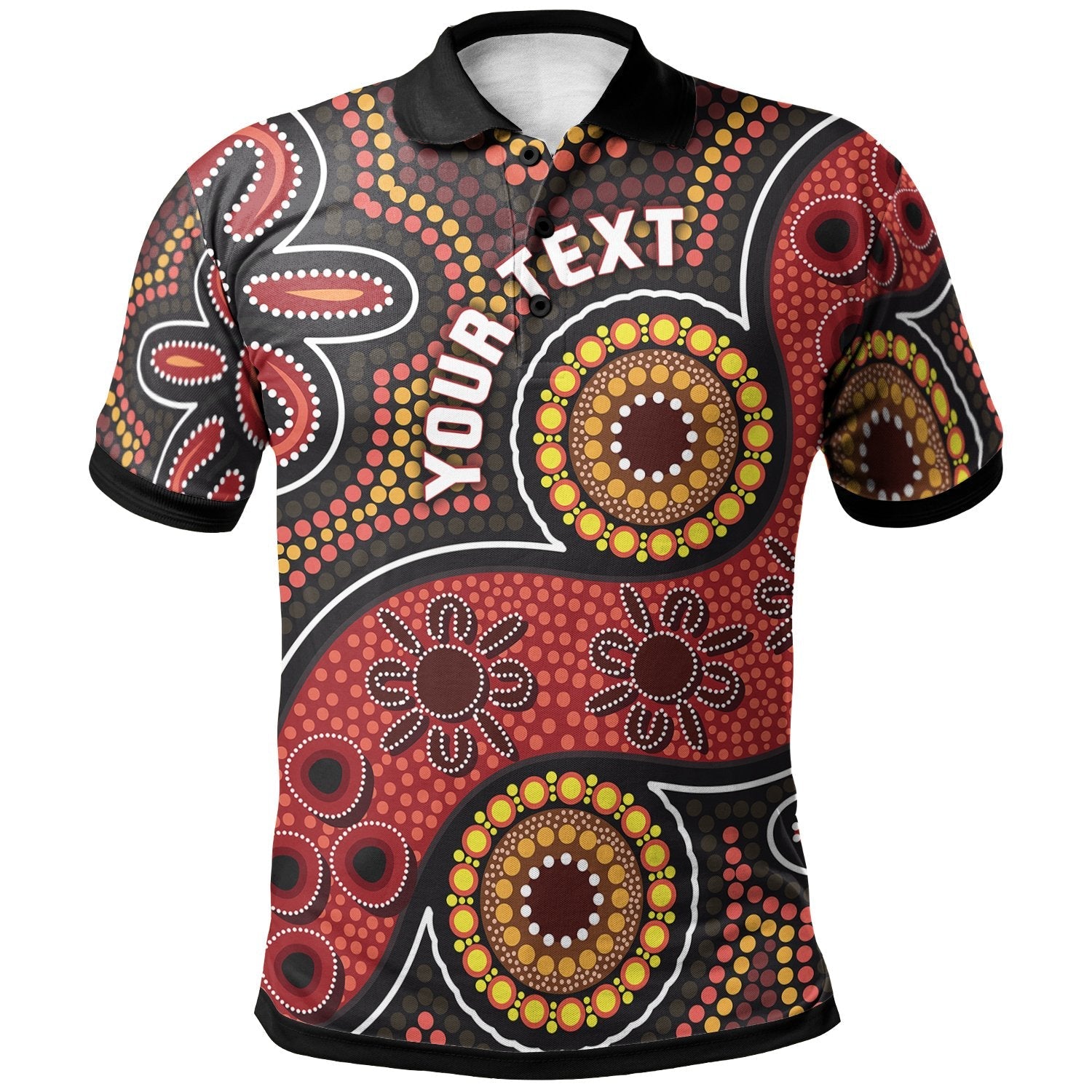 Aboriginal Polo - (Custom Text) Indigenous Circle Dot Painting Style Polo Shirt