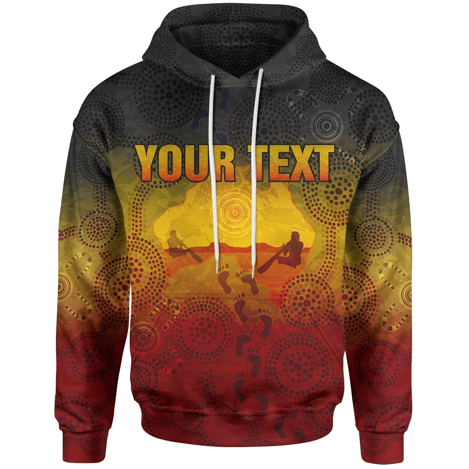 [Custom] Aboriginal Hoodie - Australian Map with Indigenous Color