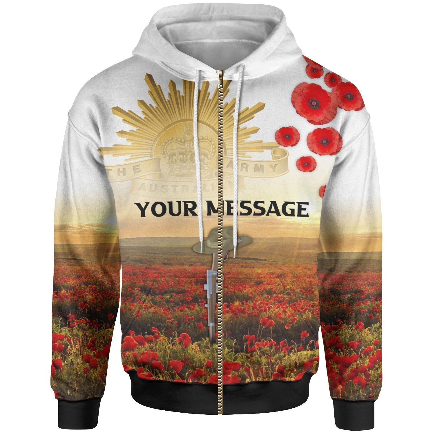 (Custom) Anzac Day 2022 Zip Hoodie - We Will Remember Them