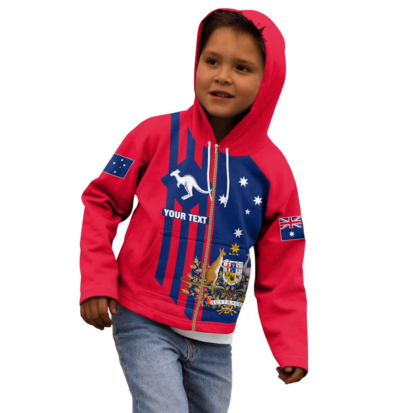 (Custom) Zip Hoodie Kid - Australia Kangaroo Sign