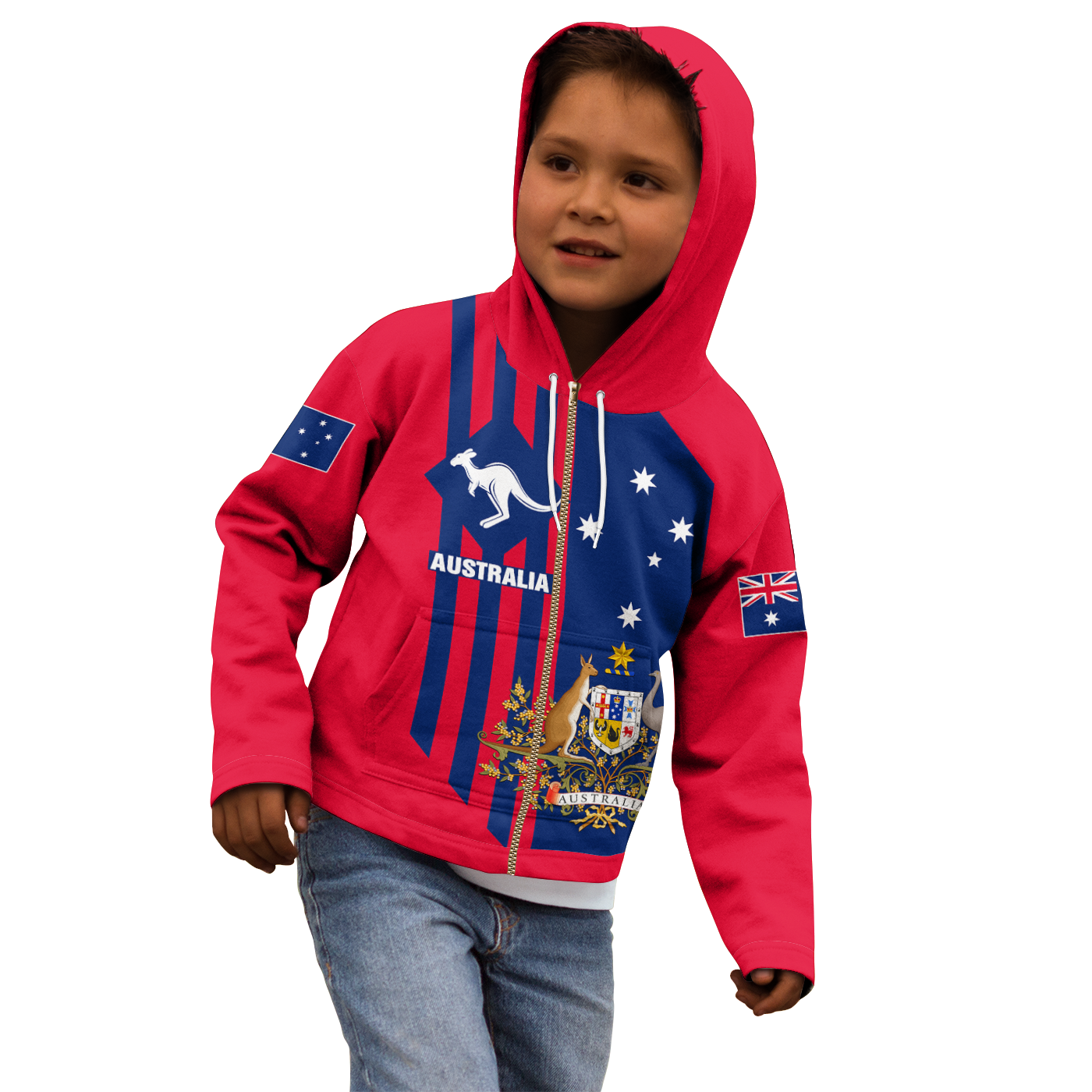 Zip Hoodie Kid - Australia Kangaroo Sign