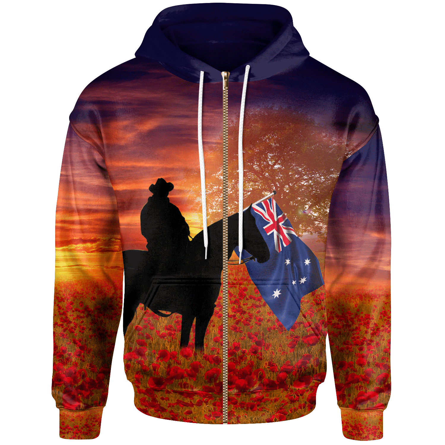 Anzac Day 2022 Zip Hoodie - Lest We Forget