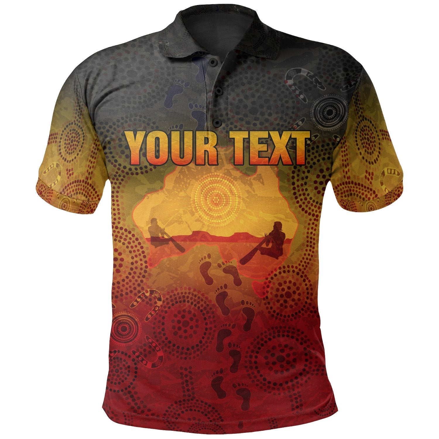 Aboriginal Polo - (Custom Text) Australian Map with  Indigenous Color Polo Shirt