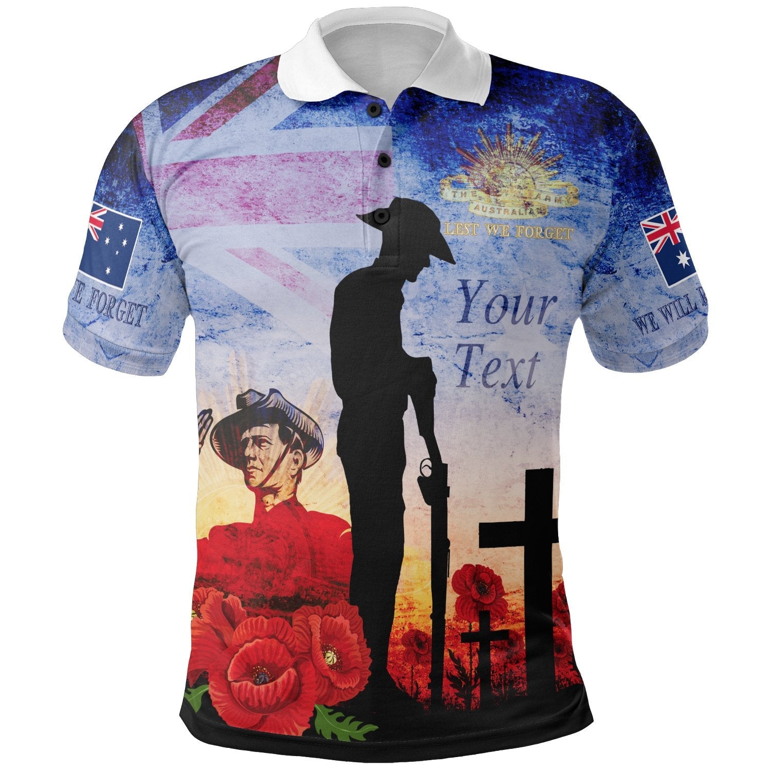 Anzac Polo - (Custom Text) Anzac 2022 Lest We Forget The Australian Army Polo Shirt