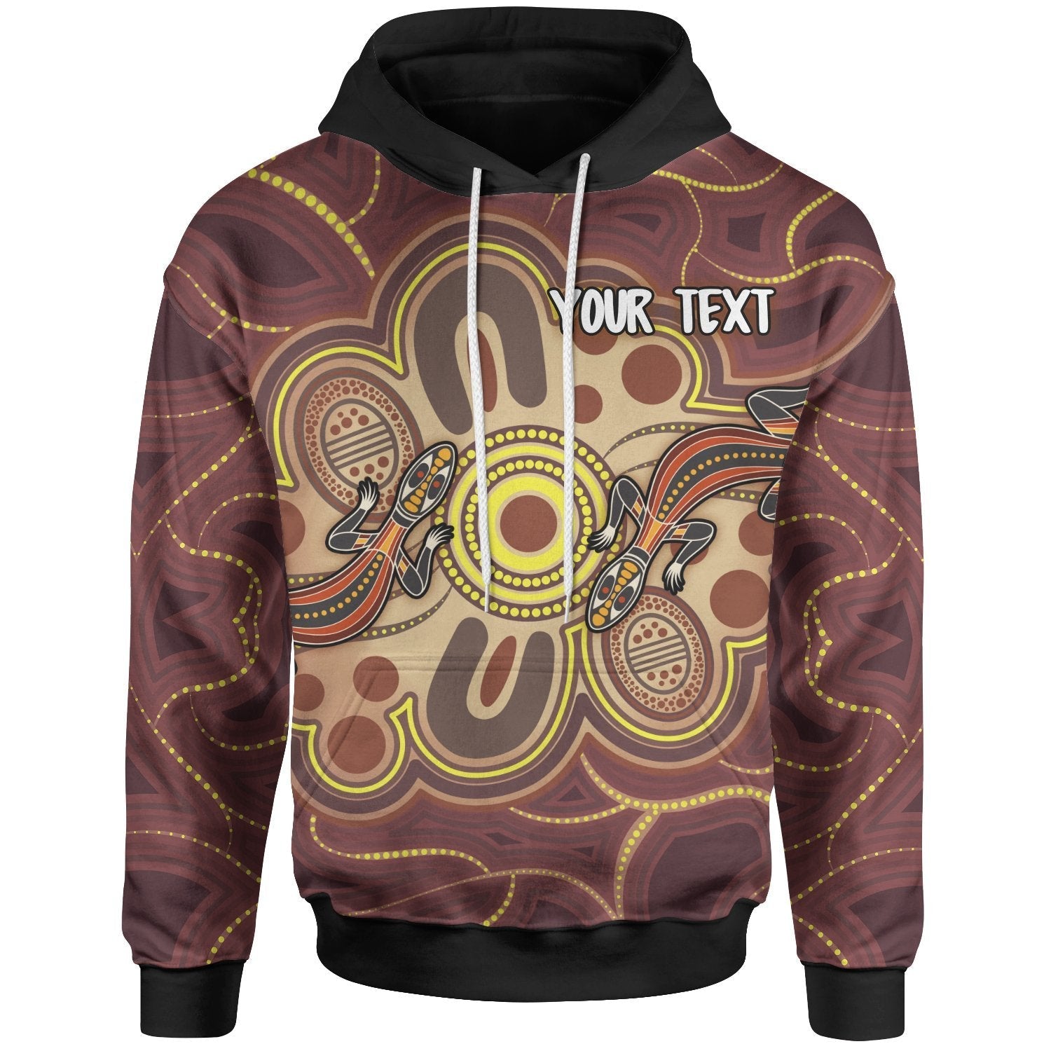 [Custom] Aboriginal Hoodie - Indigenous Lizard Dot Painting Art