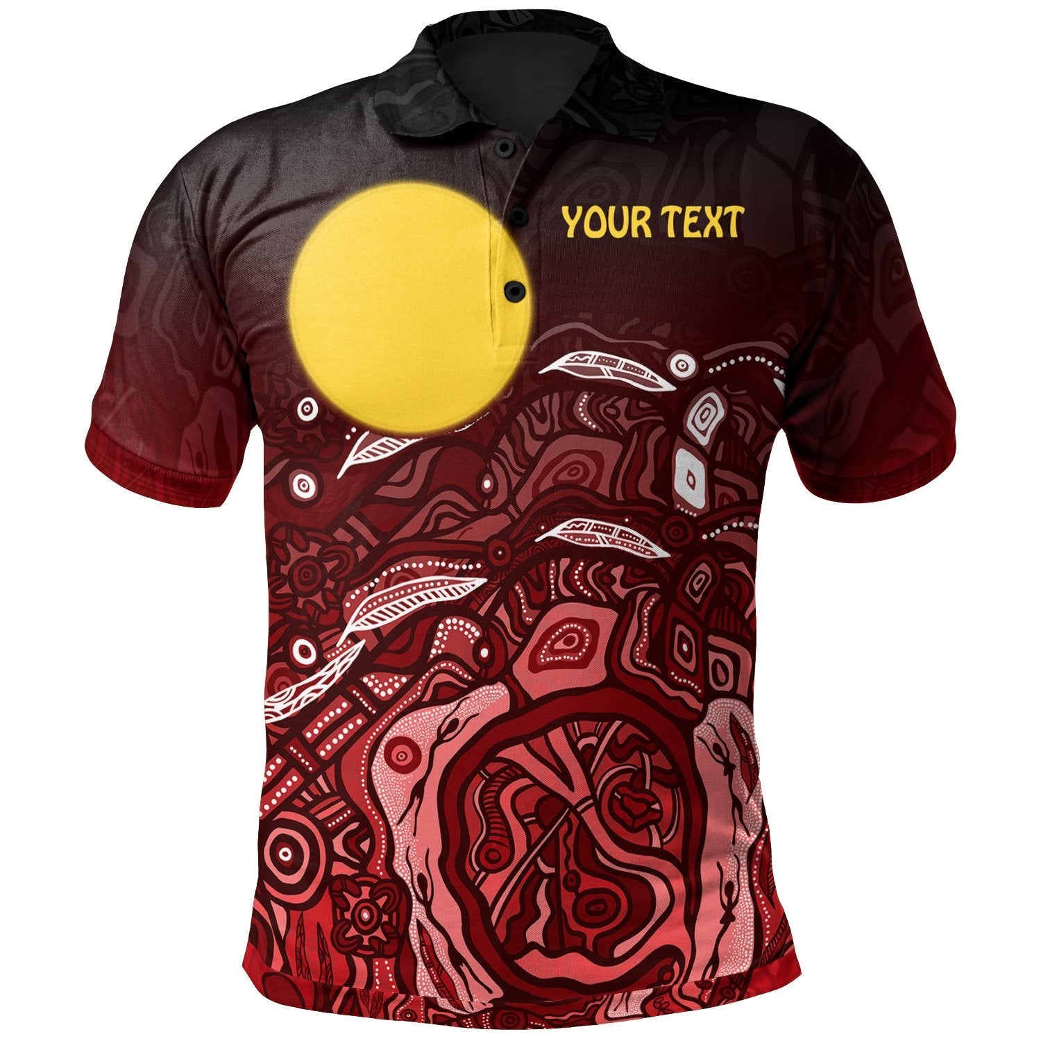 Aboriginal Polo - (Custom Text) Red Landscape Polo Shirt