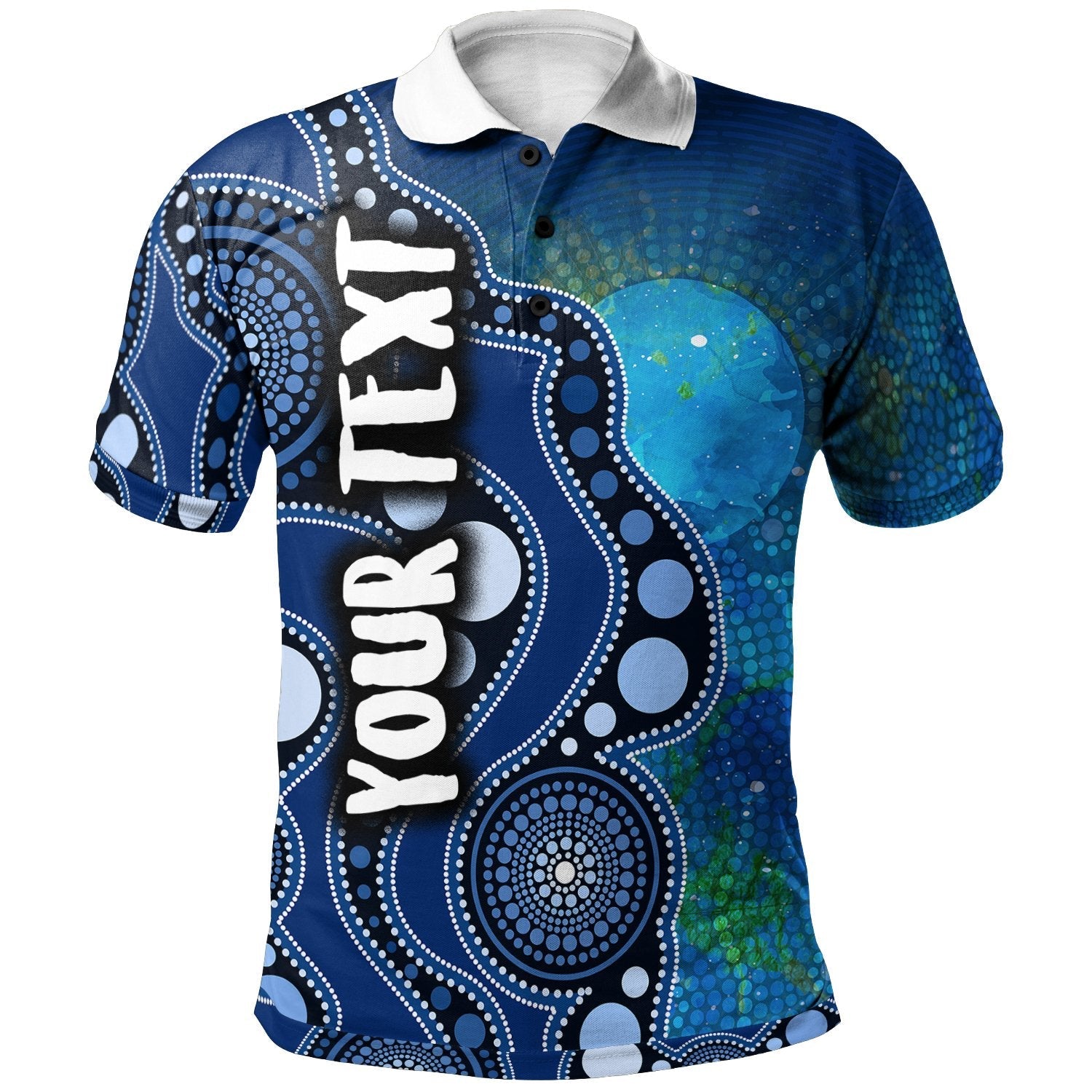 Aboriginal Polo - (Custom Text) Australia Indigenous Flag Circle Dot Painting Art (Blue) Kid Polo Shirt