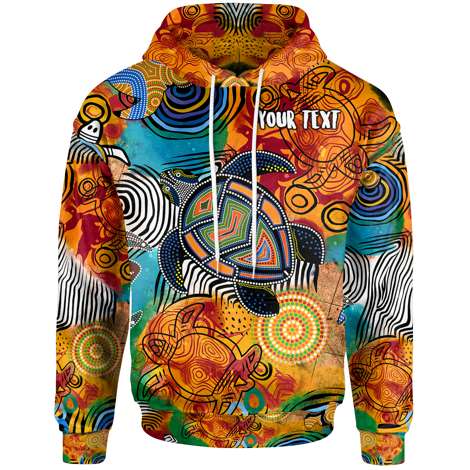 (Custom Your Text) Aboriginal Personalised Hoodie - Turtle Indigenous Art