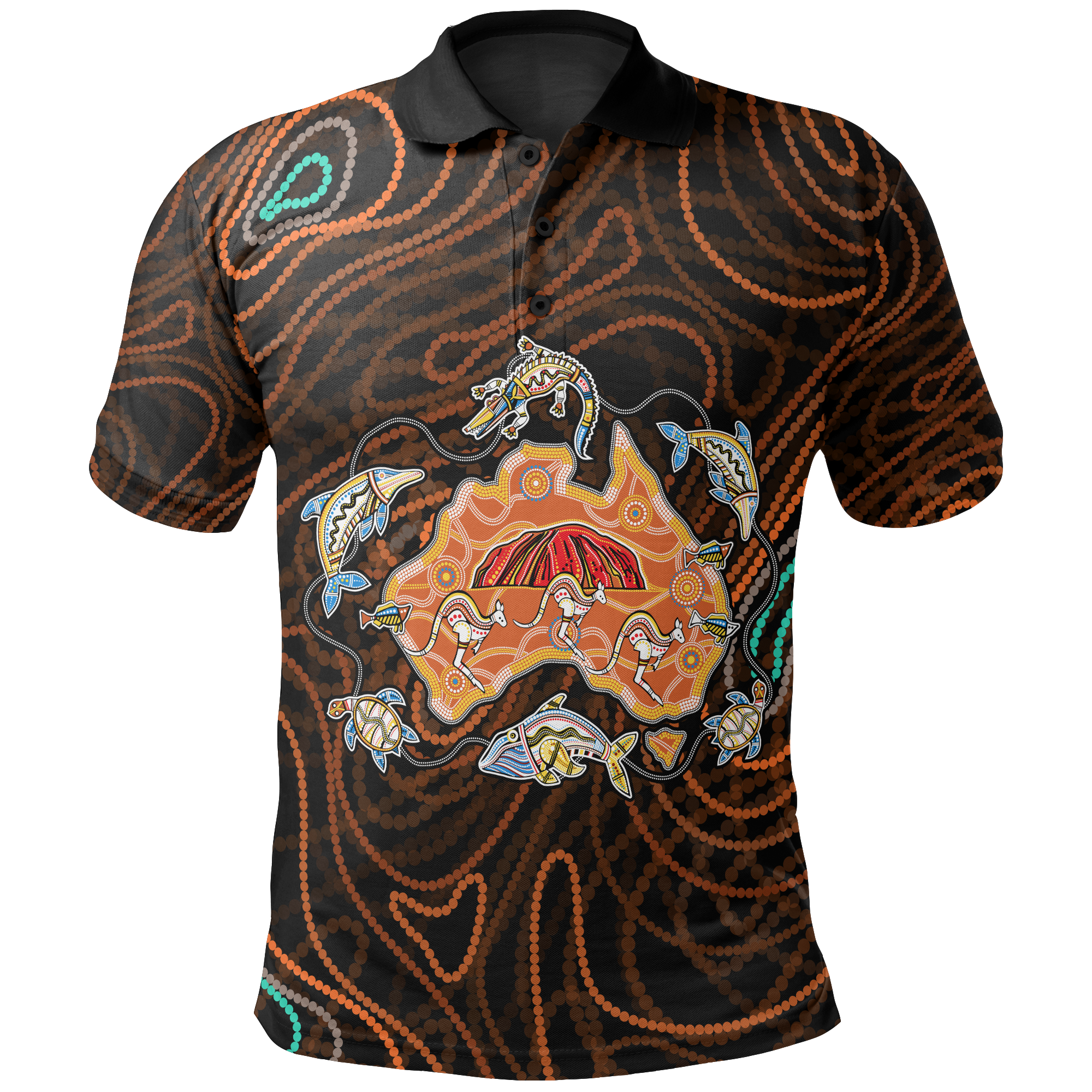 Aboriginal Polo - Australia Map Aboriginal Dot Painting Shirt Polo Shirt