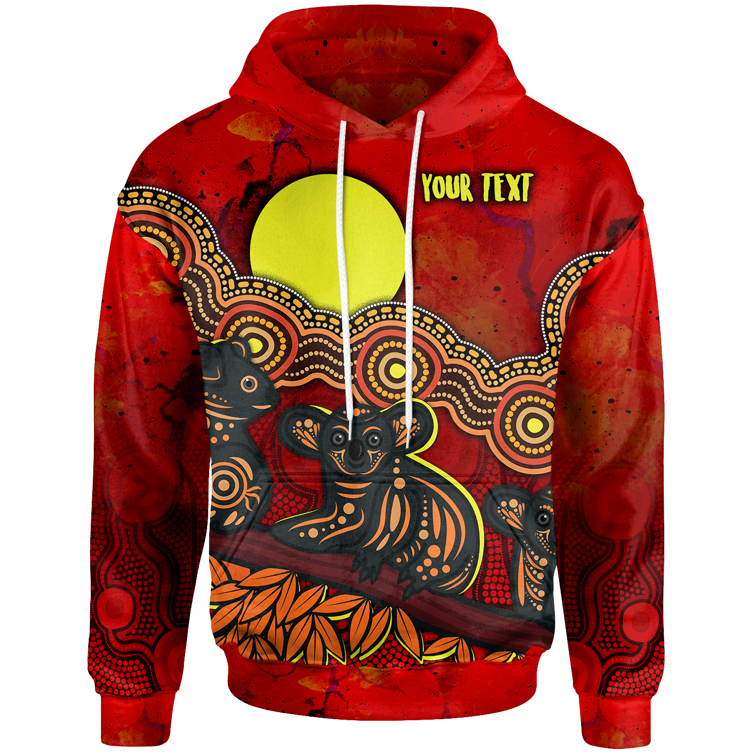 [Custom Text] Aboriginal Hoodie - Australian Indigenous Koala