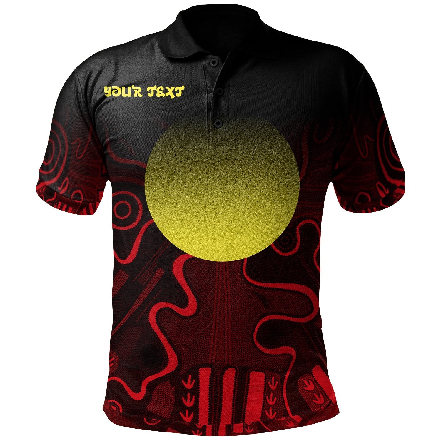 Aboriginal Polo - (Custom Text) Aboriginal Indigenous Flag Grunge Style Polo Shirt