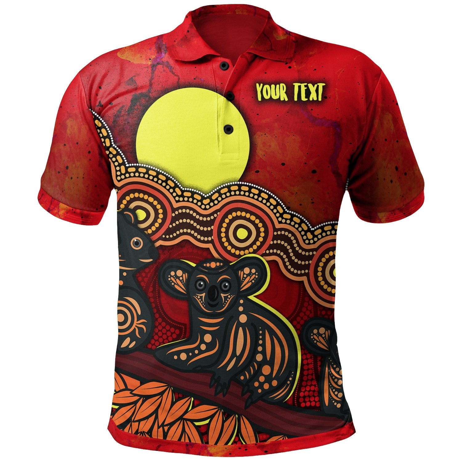 Aboriginal Polo - (Custom Text) Australian Indigenous Koala Polo Shirt
