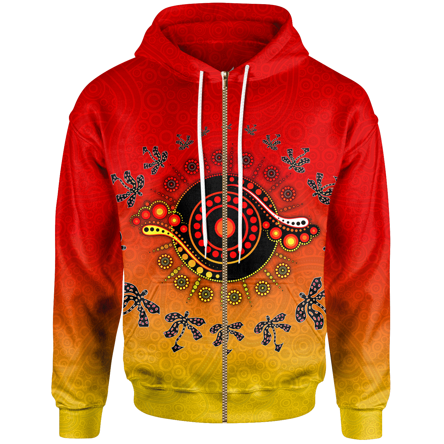 Aboriginal Zip Hoodie - Circle Pattern