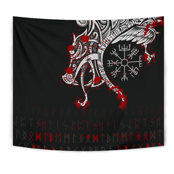 Viking Tapestry Dragon and Vegvisir Blood Tattoo