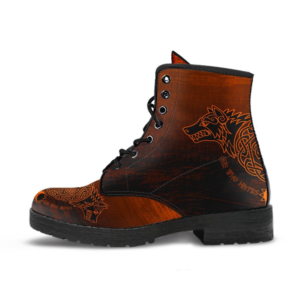 Viking Leather Boots Skoll And Hati Orange