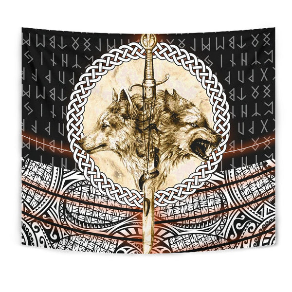 Viking Tapestry Wolf and Viking Tapestry Tattoo 3D