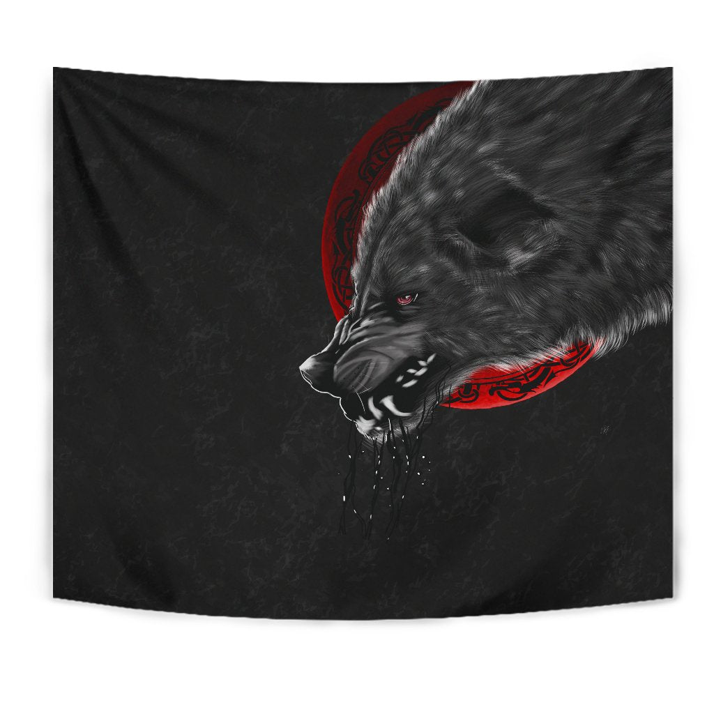 Viking Tapestry Wolf And Blood Moon