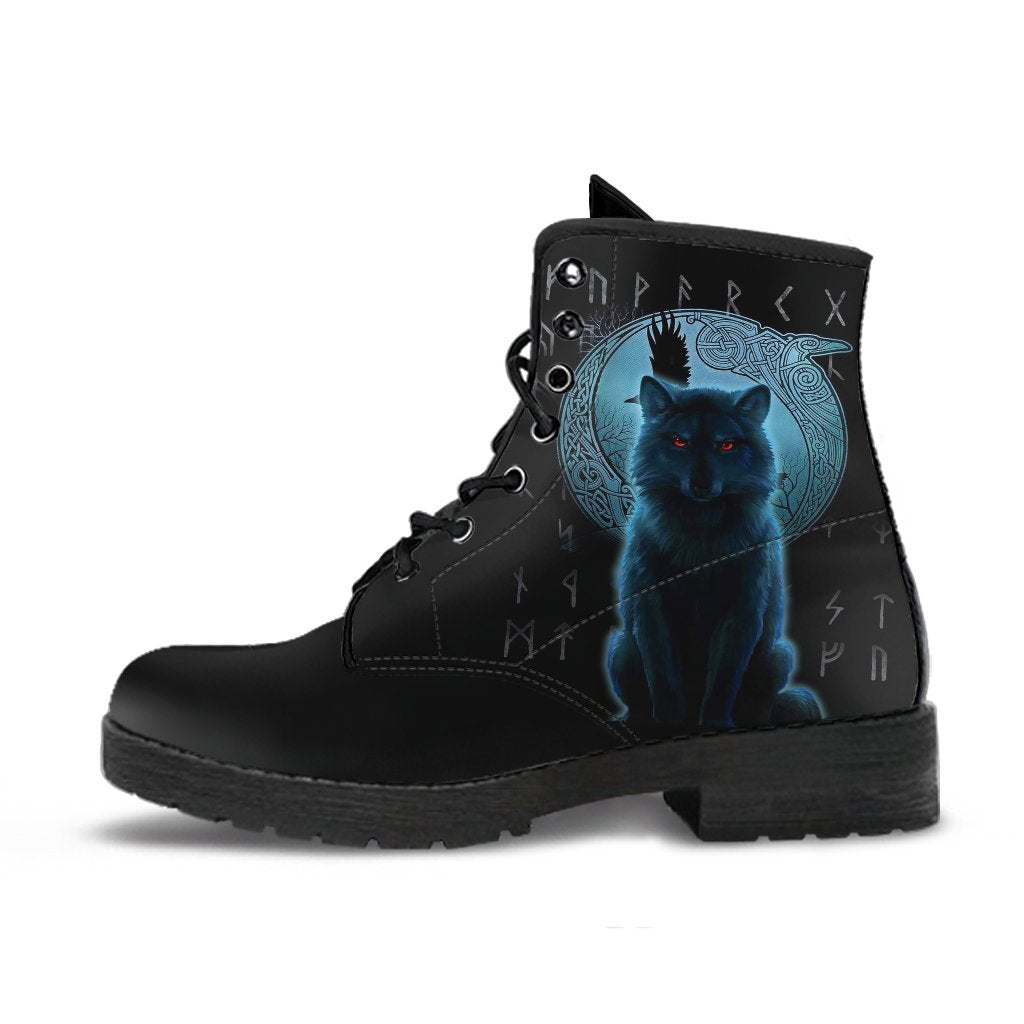 Viking Leather Boots Fenrir Viking Wolf And Moon