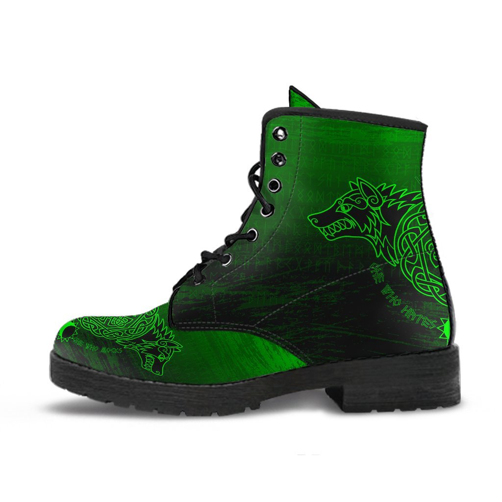 Viking Leather Boots Skoll And Hati Green Style