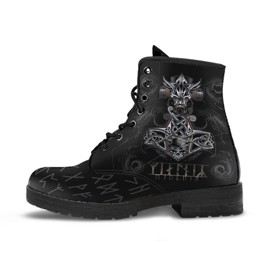 Viking Leather Boots Mjolnir