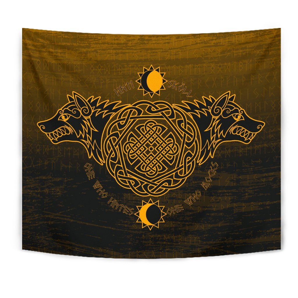 Viking Tapestry Skoll And Hati Yellow Style